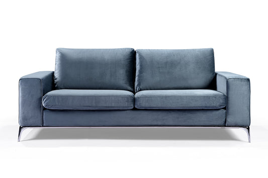 Canapé Moderne Vellson Vorna Velours Bleu Orage