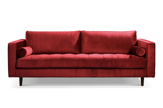 Canapé Style Rétro Vellson Vardo Velours Rouge